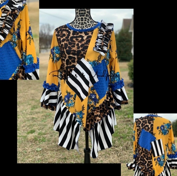 💛💙Patchwork Custom Top💙💛 - Picture 1 of 6